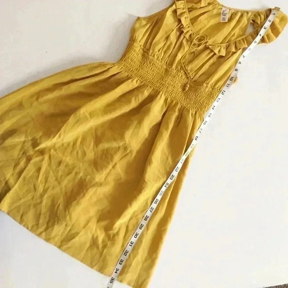 Anthropologie Floreat Mustard Yellow Silk Dress - Picture 4 of 6
